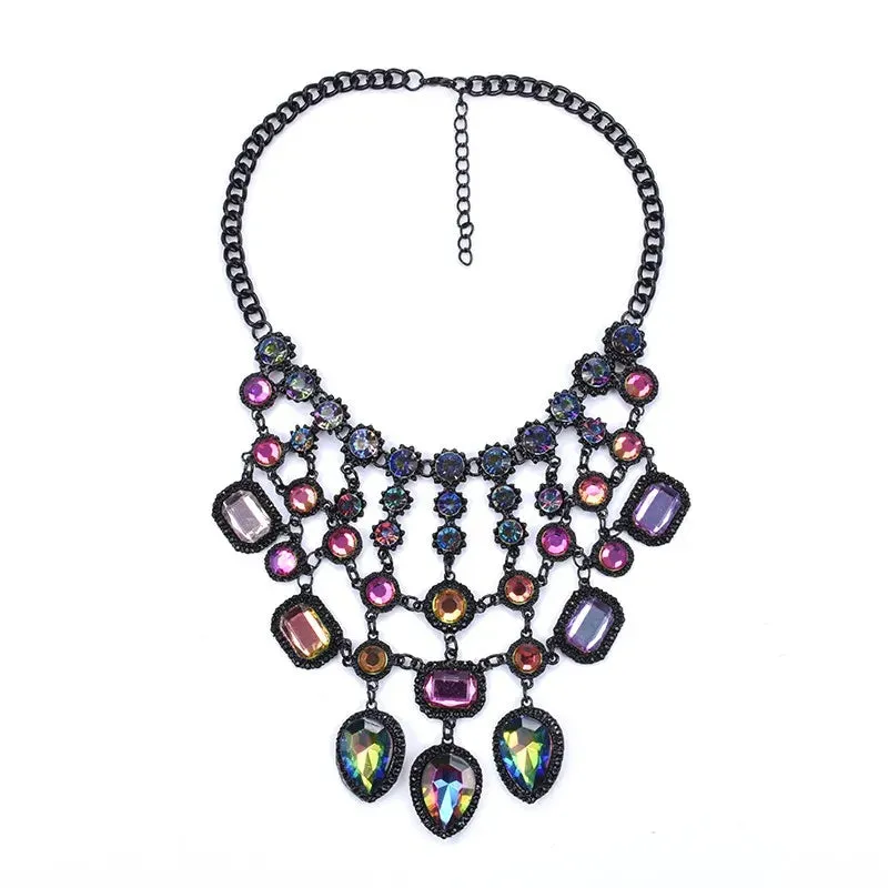Black Stone Statement Choker Necklace