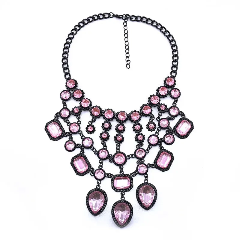Black Stone Statement Choker Necklace