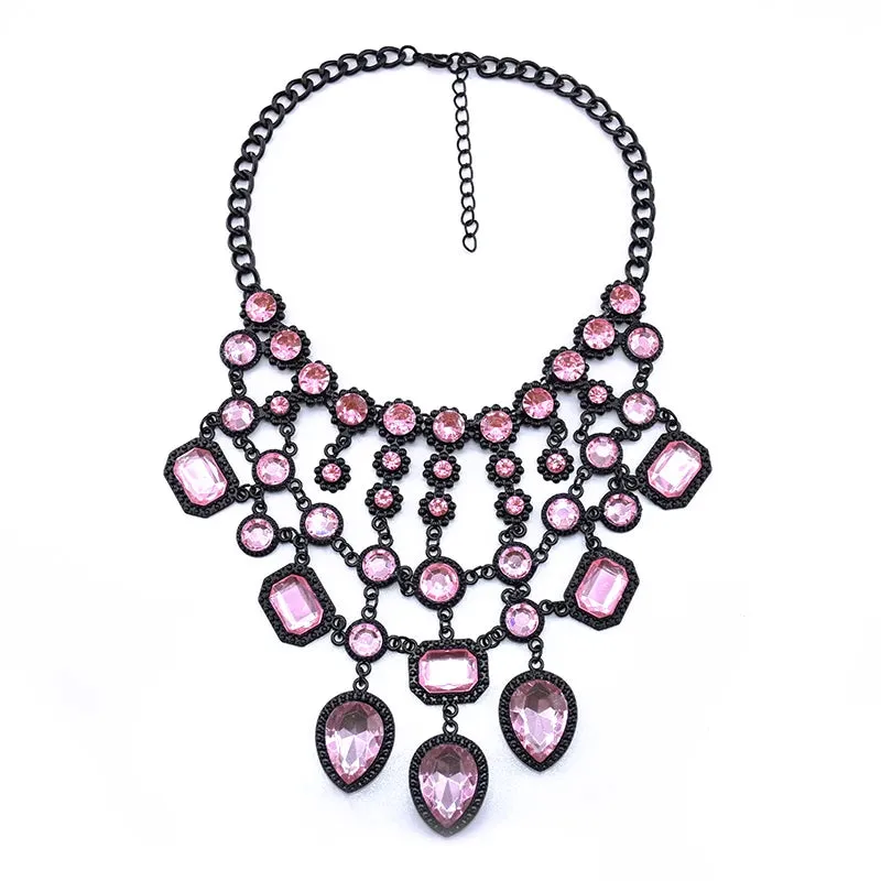 Black Stone Statement Choker Necklace