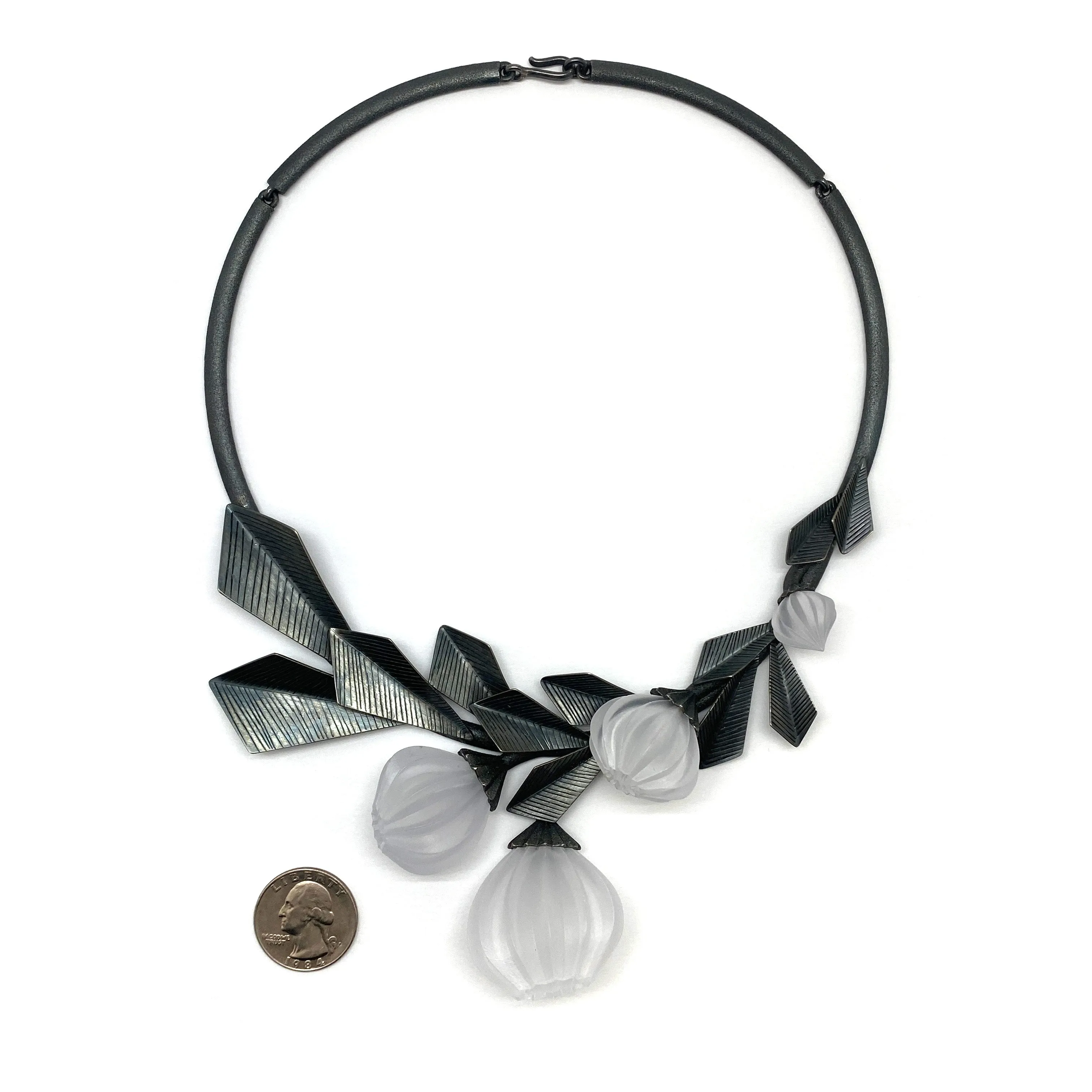 Blooming Acrylic and Silver Geometric Necklace