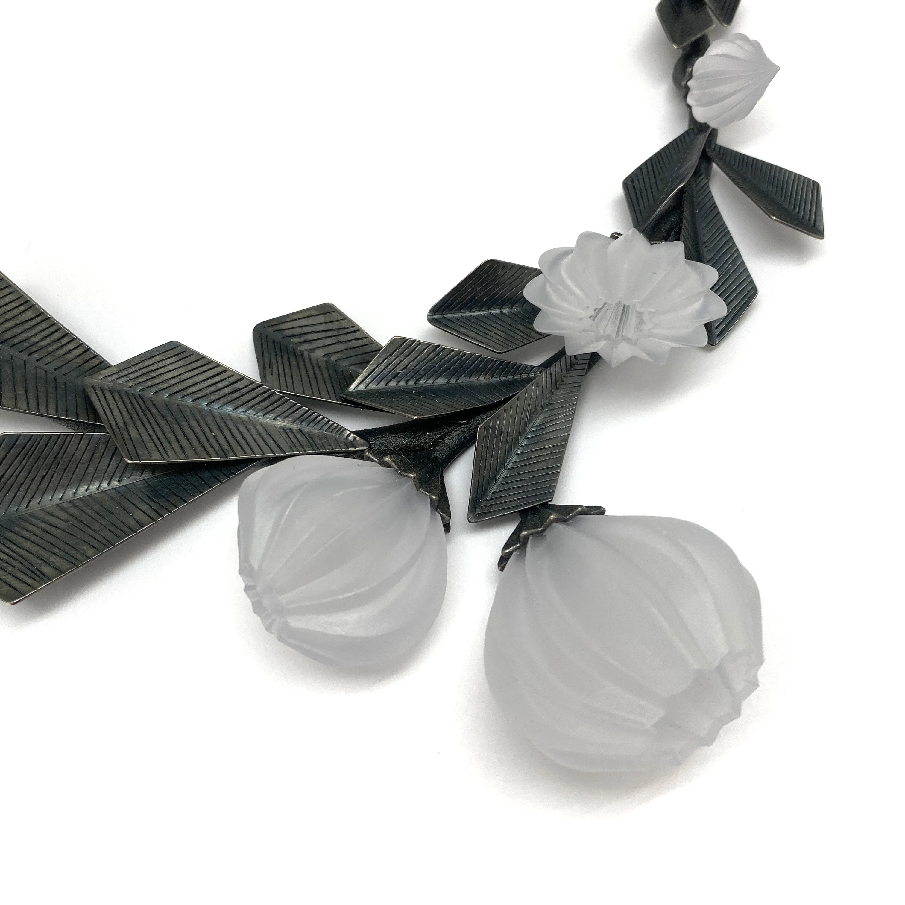 Blooming Acrylic and Silver Geometric Necklace