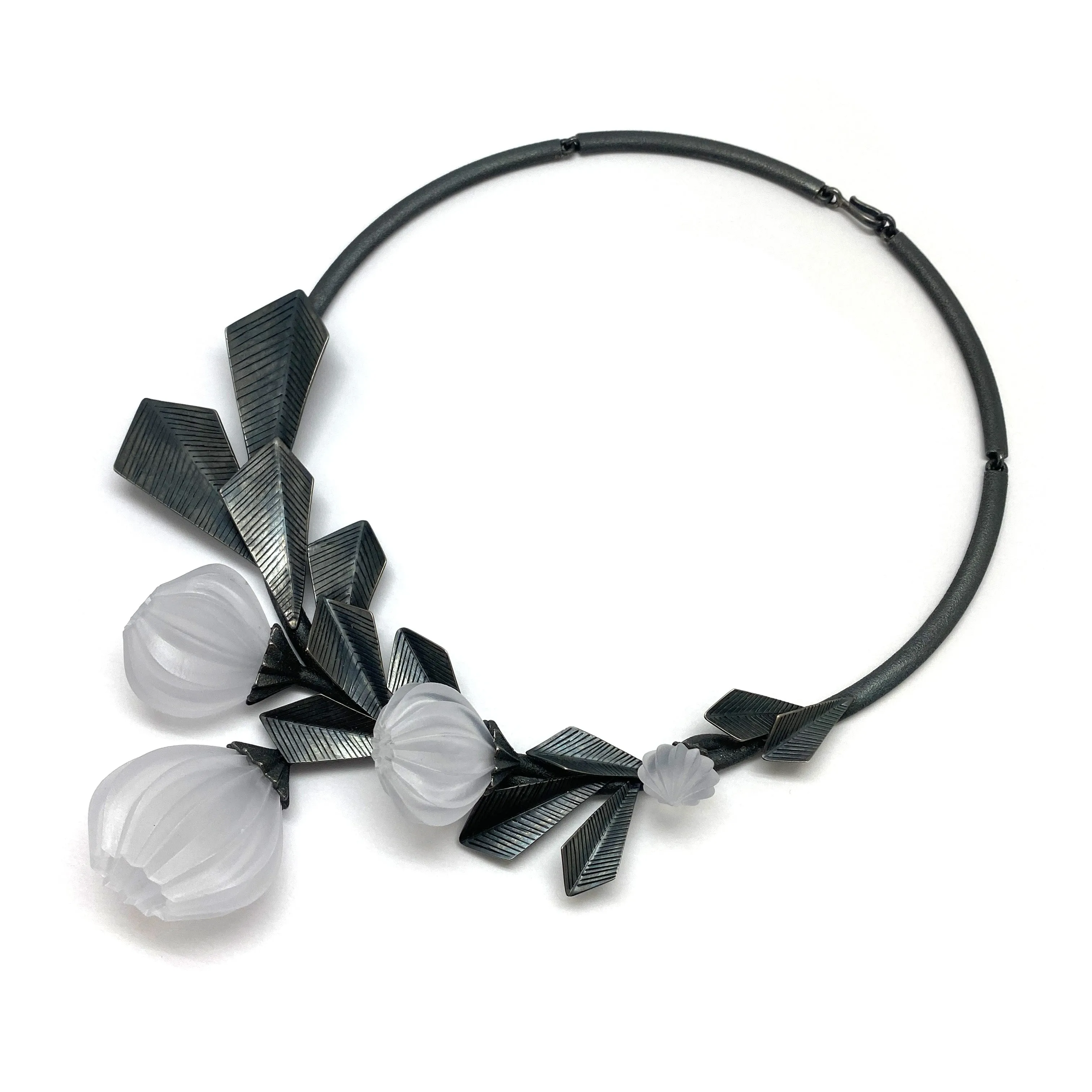 Blooming Acrylic and Silver Geometric Necklace