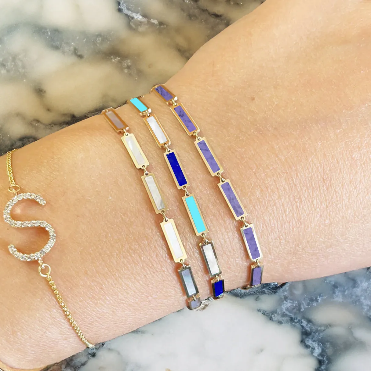 Blue Mixed Bar Bracelet