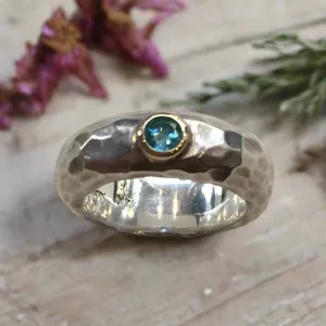 Blue Topaz Hammered Band - Clear Water.