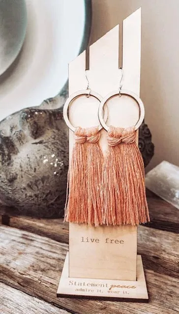 BLUSH FRINGED HOOP EARRING