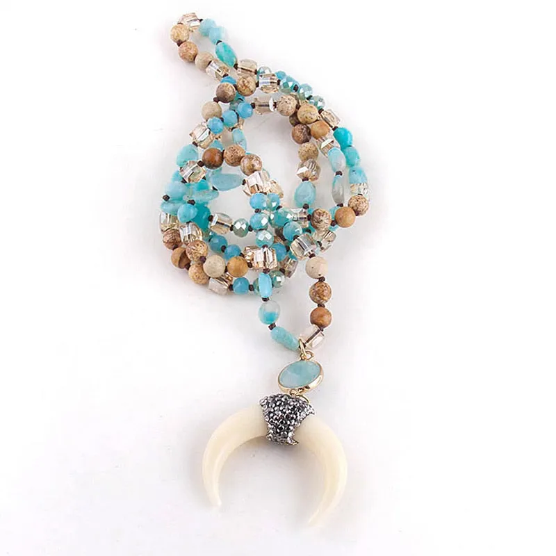 Bohemian Moon Necklace, Boho Moon Necklace, Bohemian Jewelry