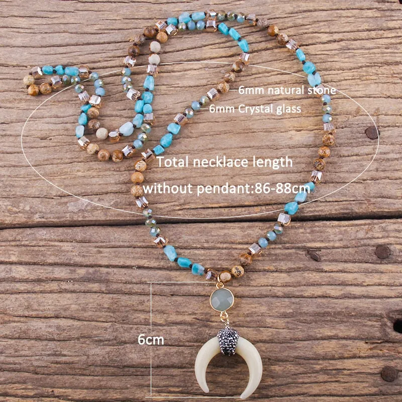 Bohemian Moon Necklace, Boho Moon Necklace, Bohemian Jewelry