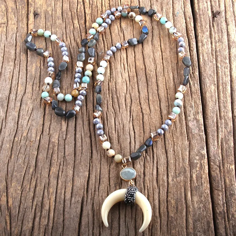 Bohemian Moon Necklace, Boho Moon Necklace, Bohemian Jewelry