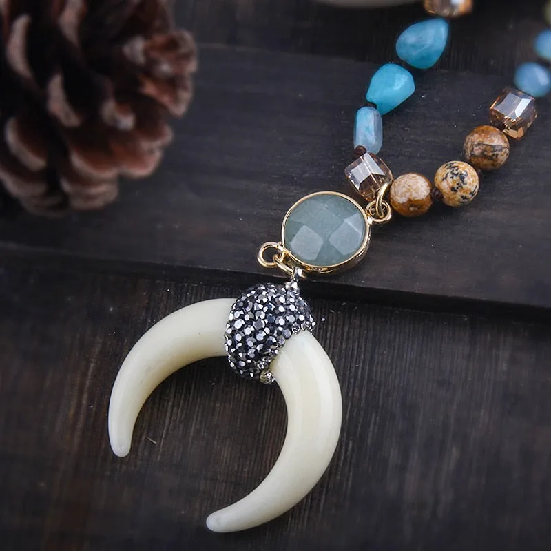 Bohemian Moon Necklace, Boho Moon Necklace, Bohemian Jewelry