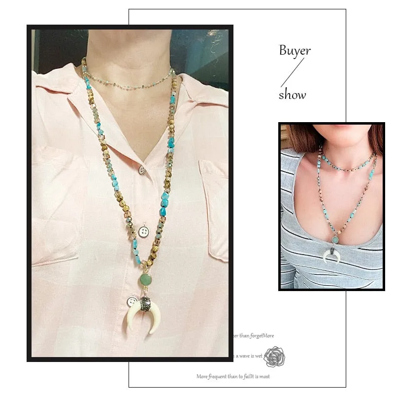 Bohemian Moon Necklace, Boho Moon Necklace, Bohemian Jewelry