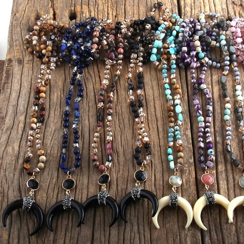 Bohemian Moon Necklace, Boho Moon Necklace, Bohemian Jewelry