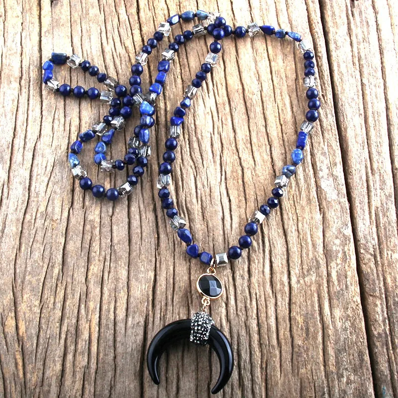 Bohemian Moon Necklace, Boho Moon Necklace, Bohemian Jewelry