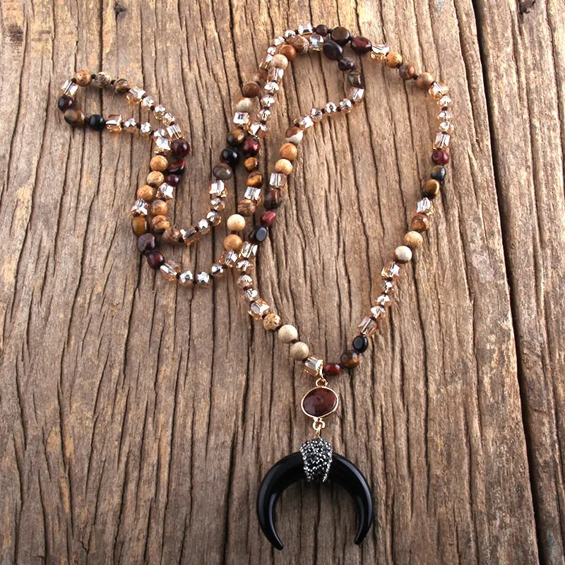 Bohemian Moon Necklace, Boho Moon Necklace, Bohemian Jewelry