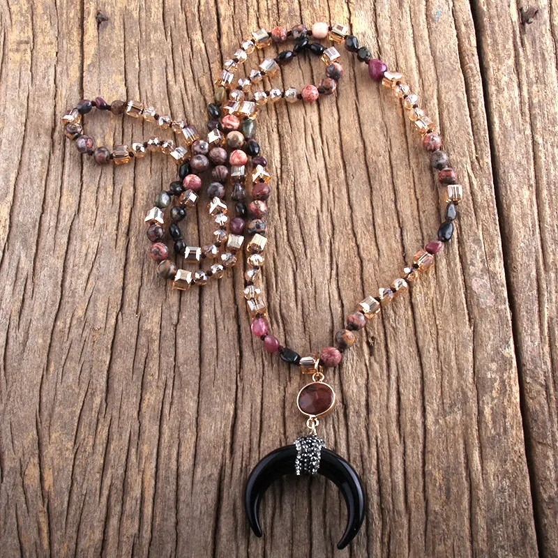 Bohemian Moon Necklace, Boho Moon Necklace, Bohemian Jewelry
