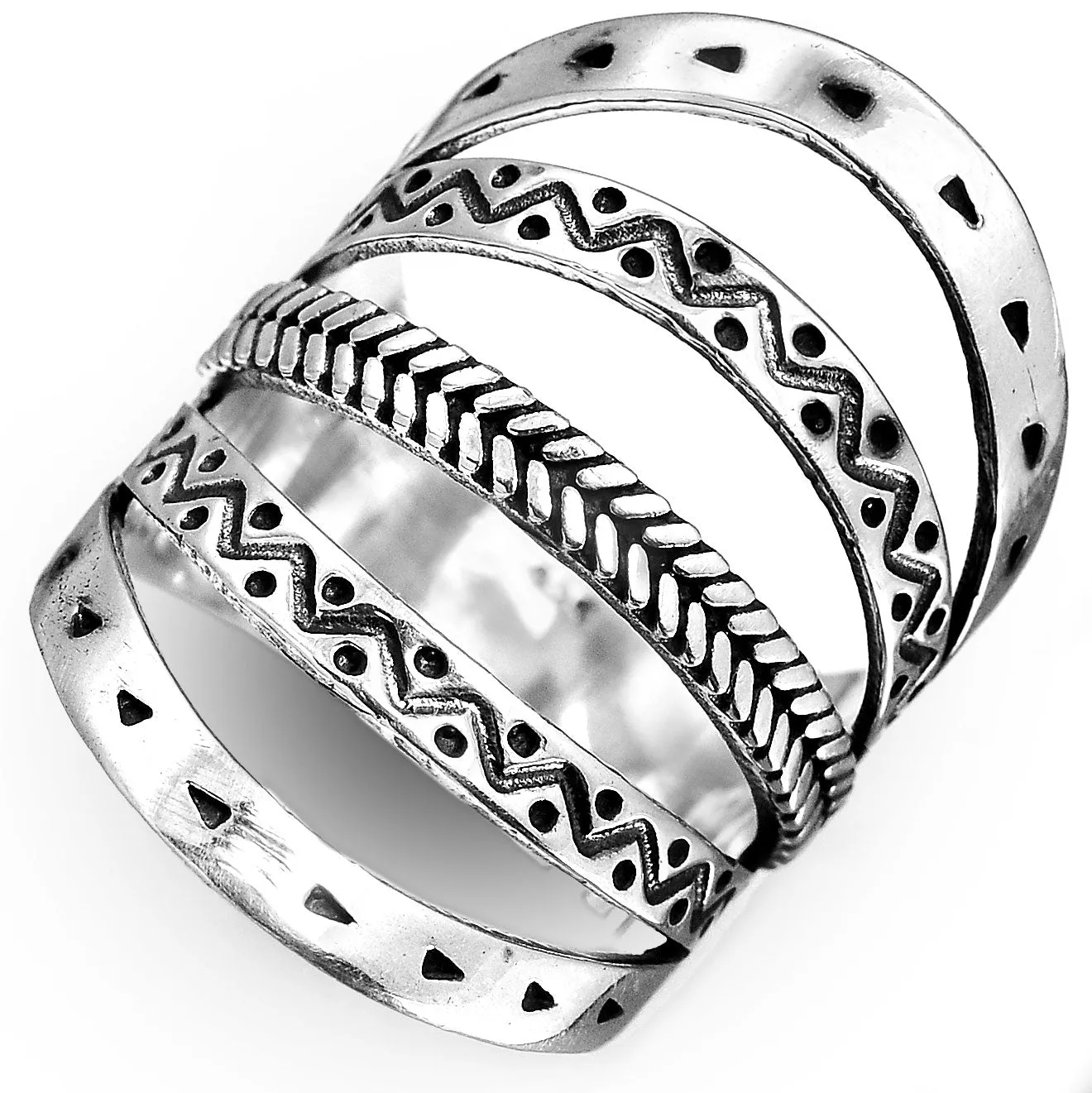 Boho Full Finger Ring Sterling Silver