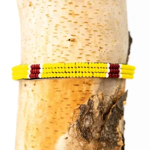 Bracelet -  Yellow Seed Bead & Leather