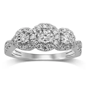 Brilliant Miracle Halo Ring with 1/2ct of Diamonds in 9ct White Gold