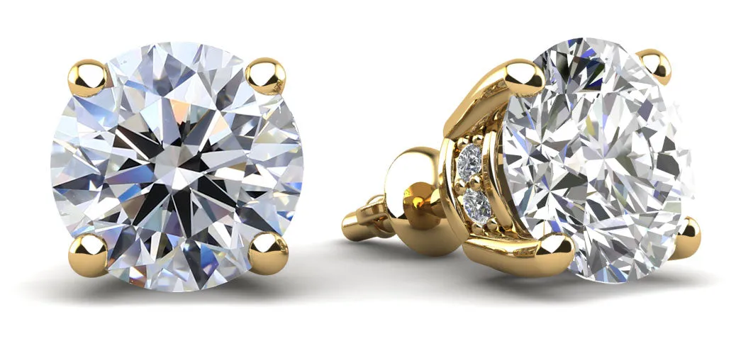 Brilliant Stud Earrings With Side Diamonds
