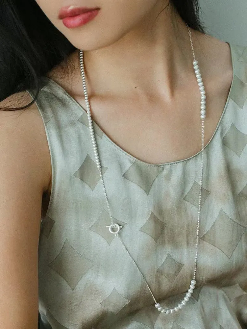 Brushed Bead Long Multi-Layer Wrap OT Chain Necklace