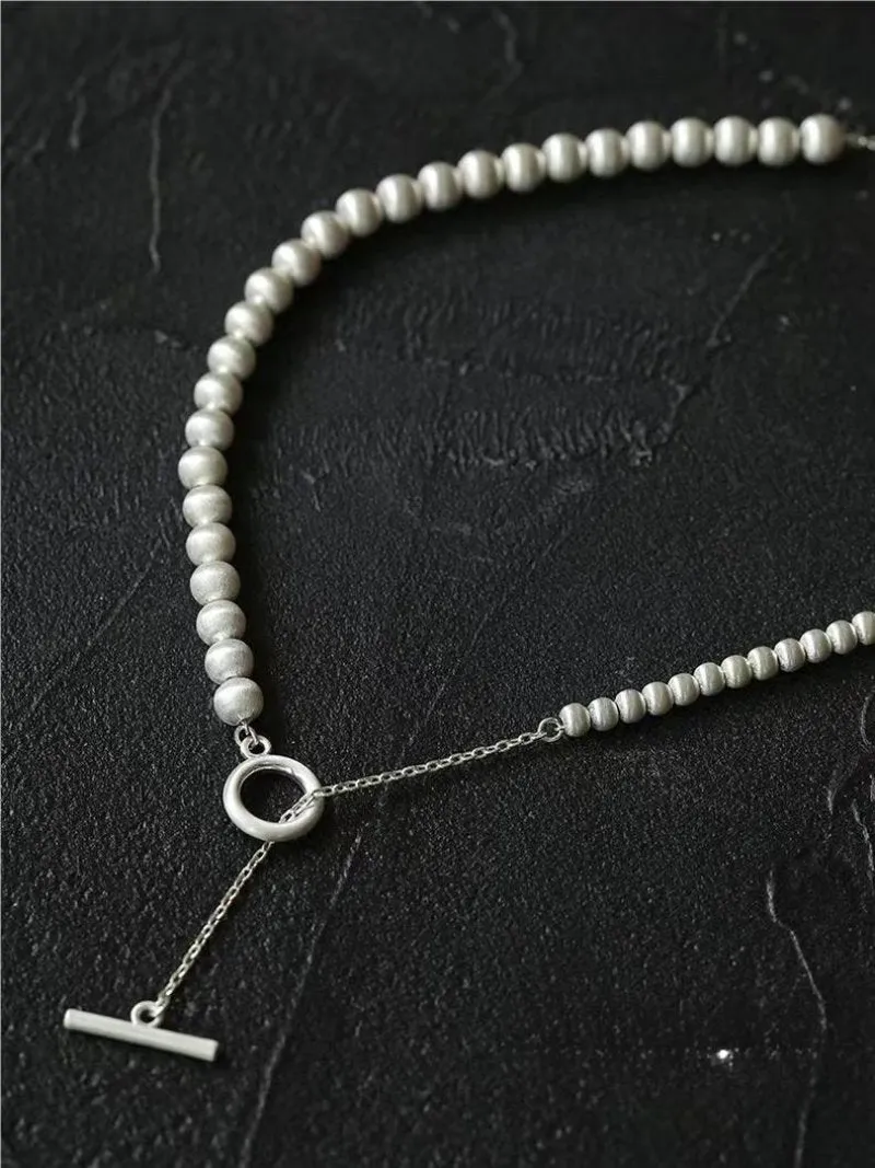 Brushed Bead Long Multi-Layer Wrap OT Chain Necklace