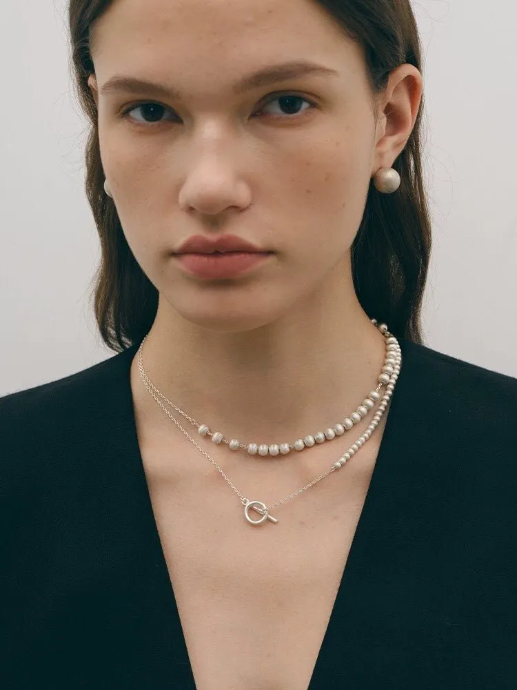 Brushed Bead Long Multi-Layer Wrap OT Chain Necklace