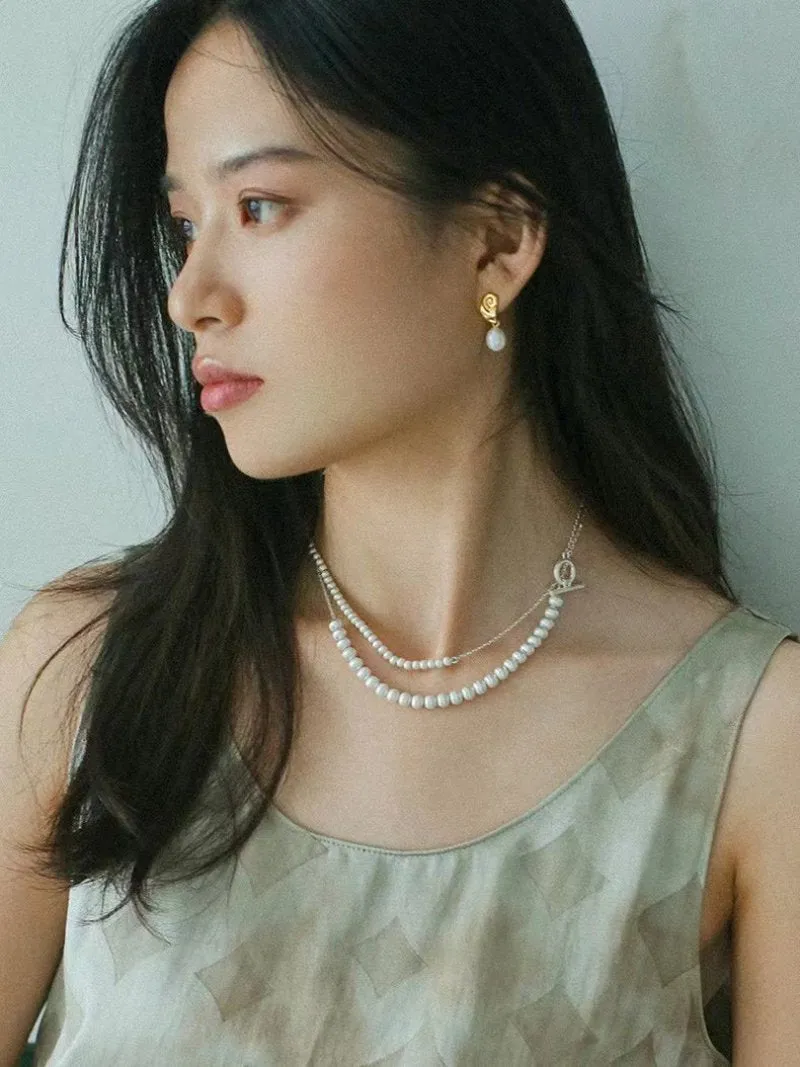 Brushed Bead Long Multi-Layer Wrap OT Chain Necklace