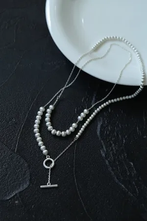 Brushed Bead Long Multi-Layer Wrap OT Chain Necklace