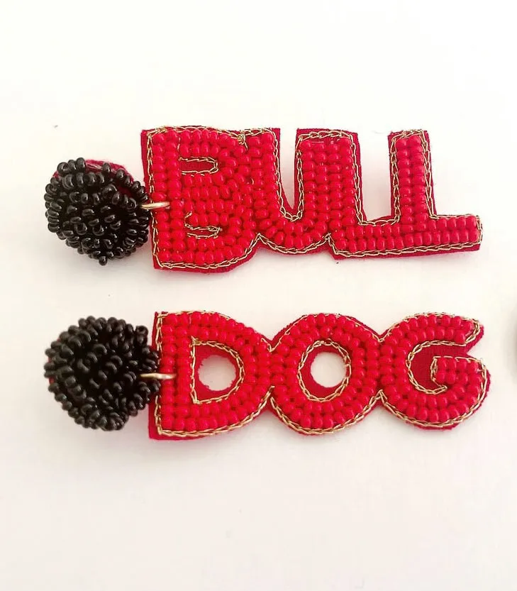Bulldog Seed Bead Earrings