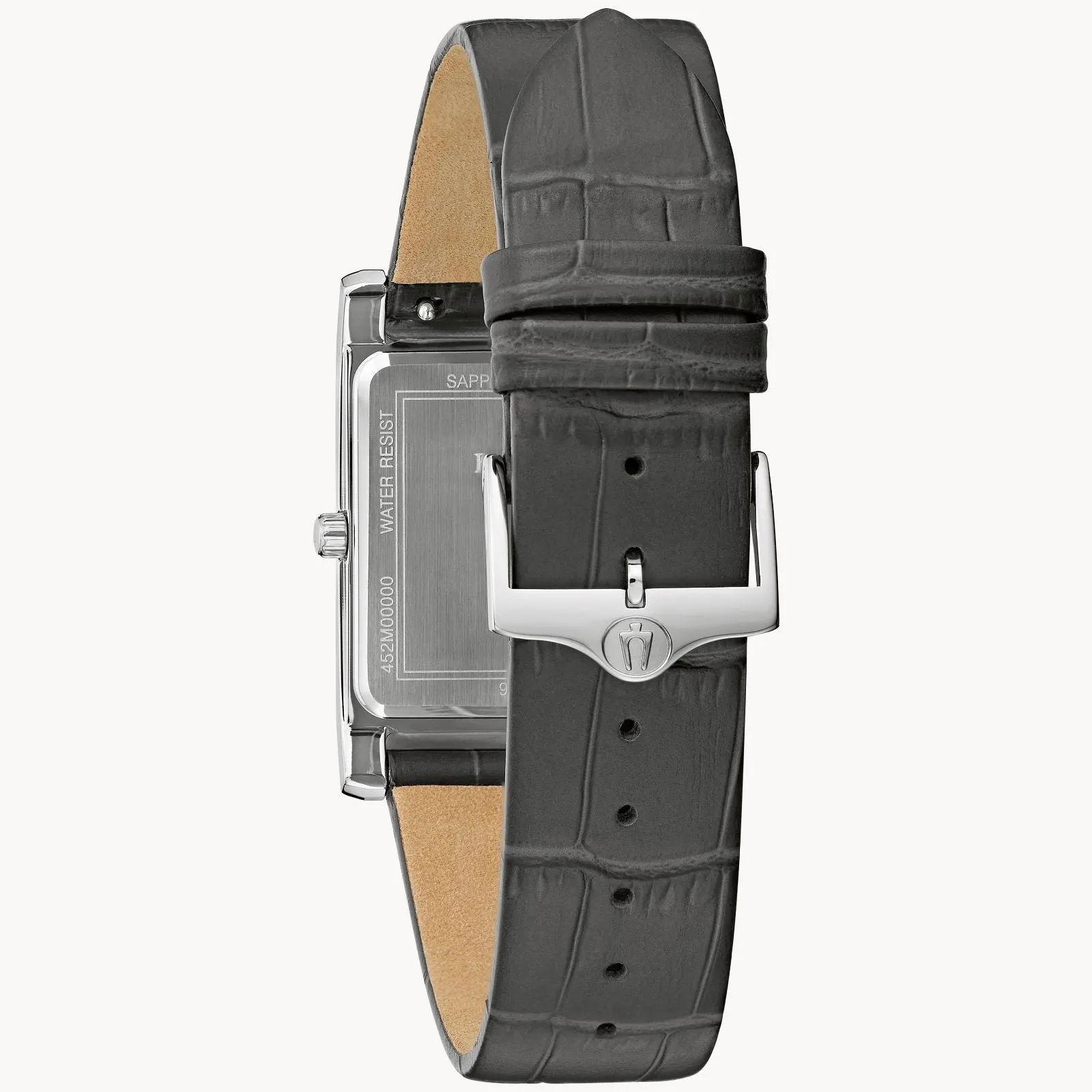 Bulova Classic Quartz Grey Dial Leather Strap Watch 96B443