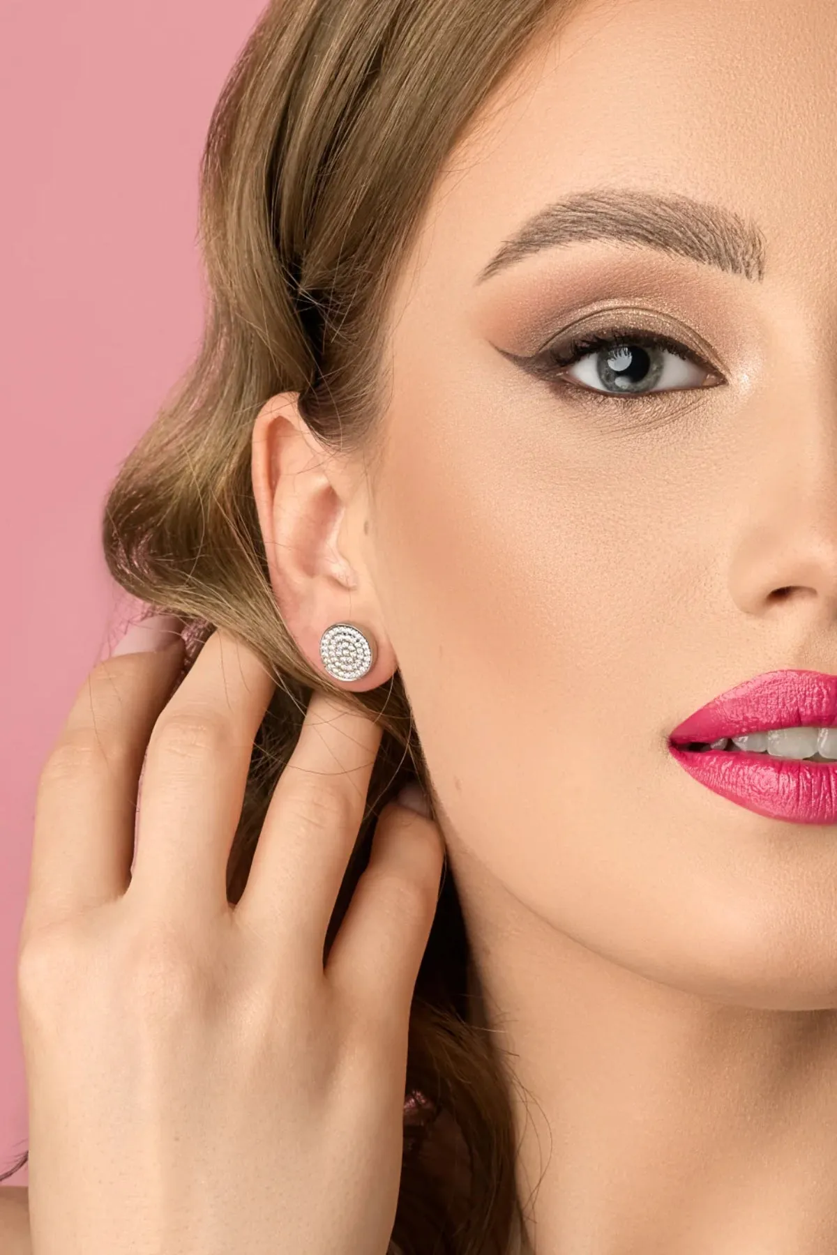 Carlette Glamour Collection Irrestibible earrings, Cubic Zirconia Stone, Stainless Steel, Rose Gold & Rhodium Plated, Swiss Innovation, Modular, Combine, Necklace & Bracelet