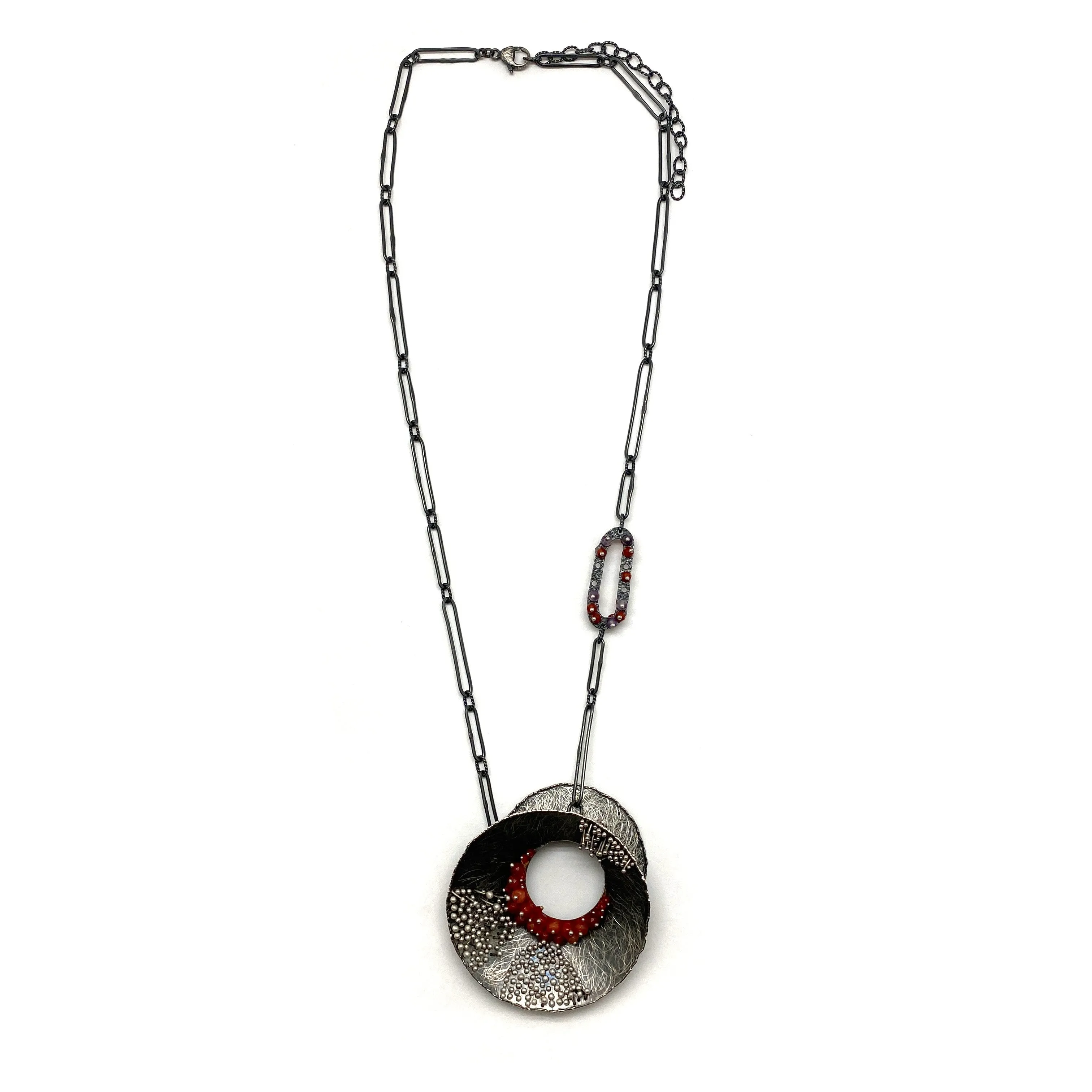 Carnelian and Silver Concave Necklace