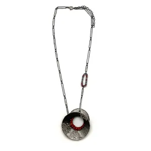 Carnelian and Silver Concave Necklace
