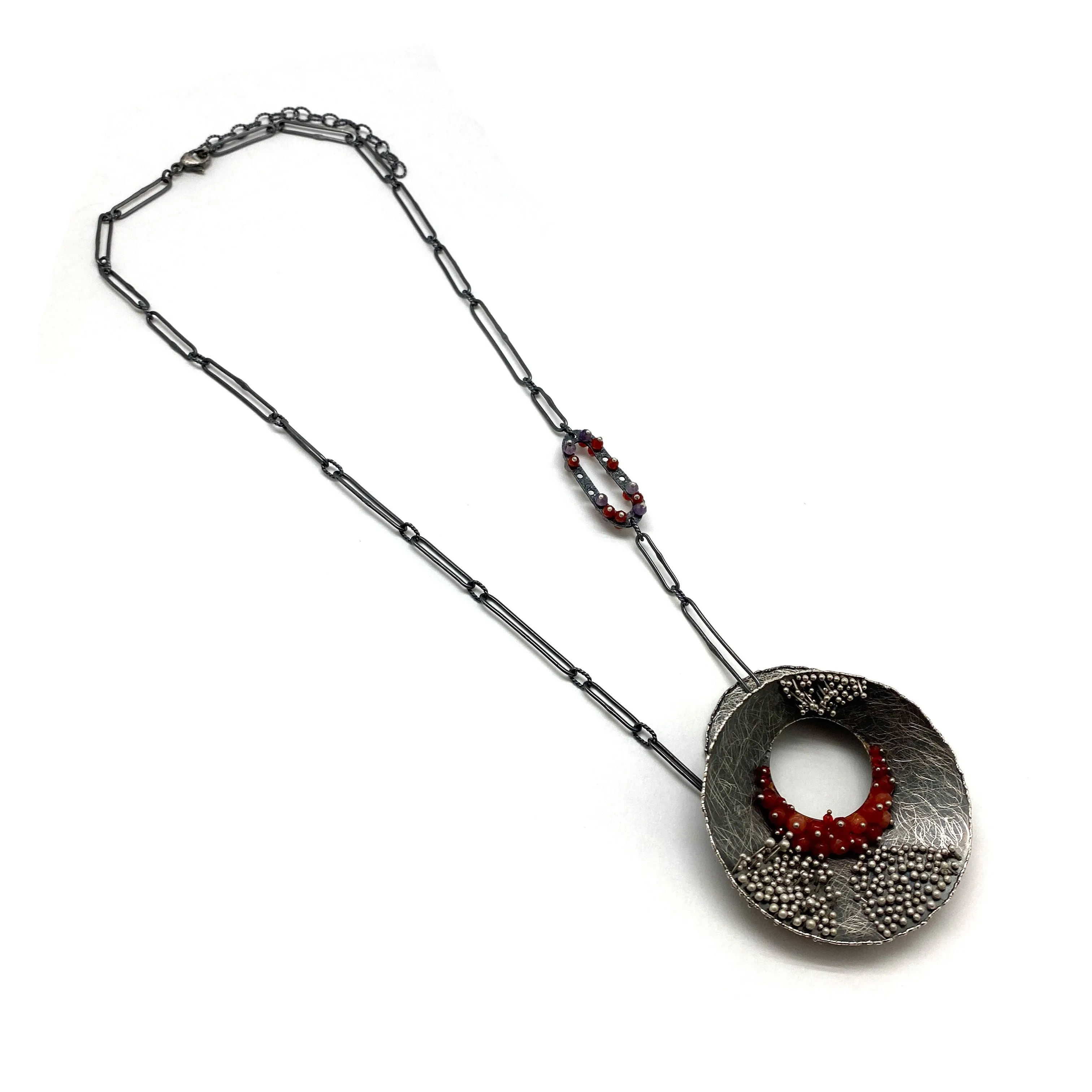 Carnelian and Silver Concave Necklace