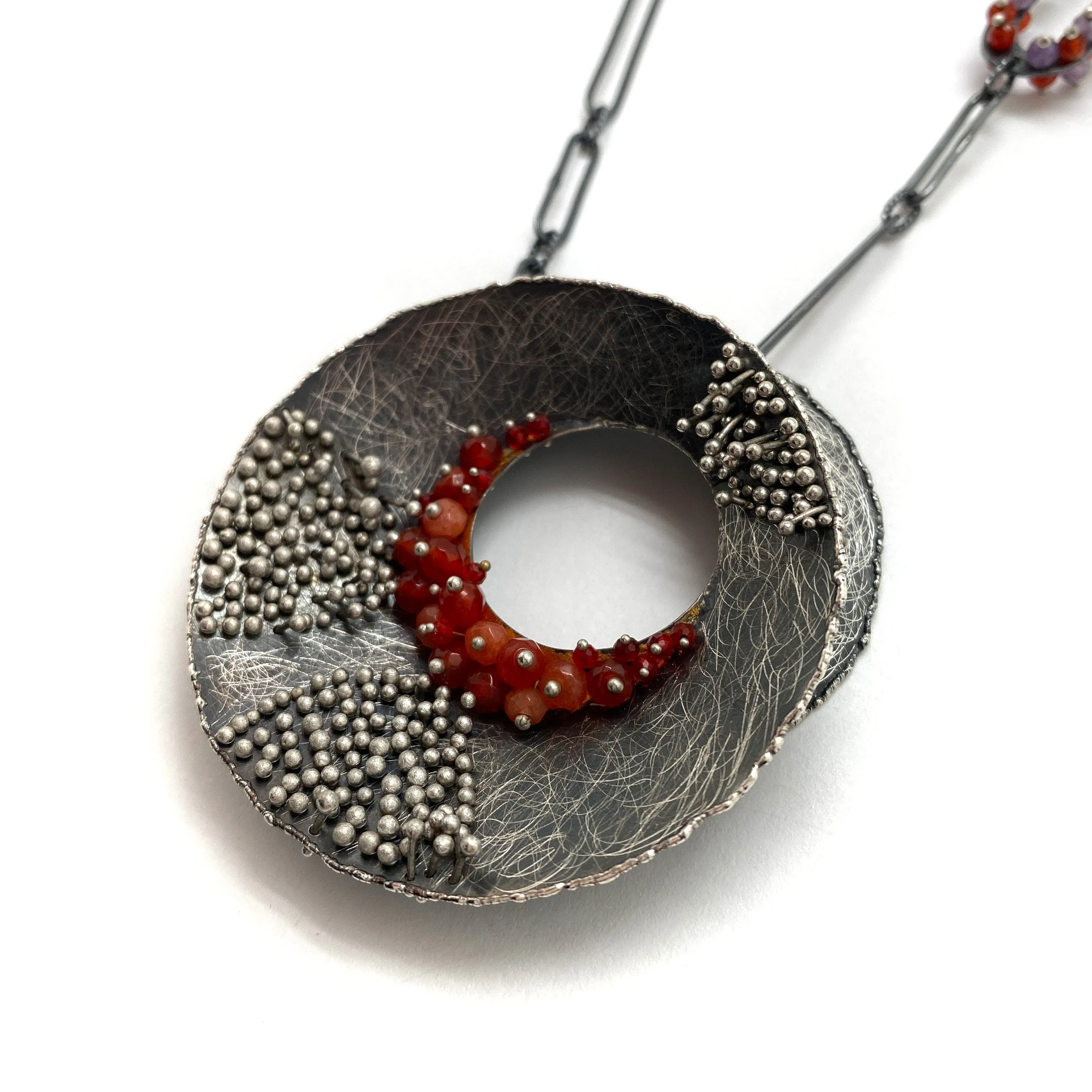 Carnelian and Silver Concave Necklace