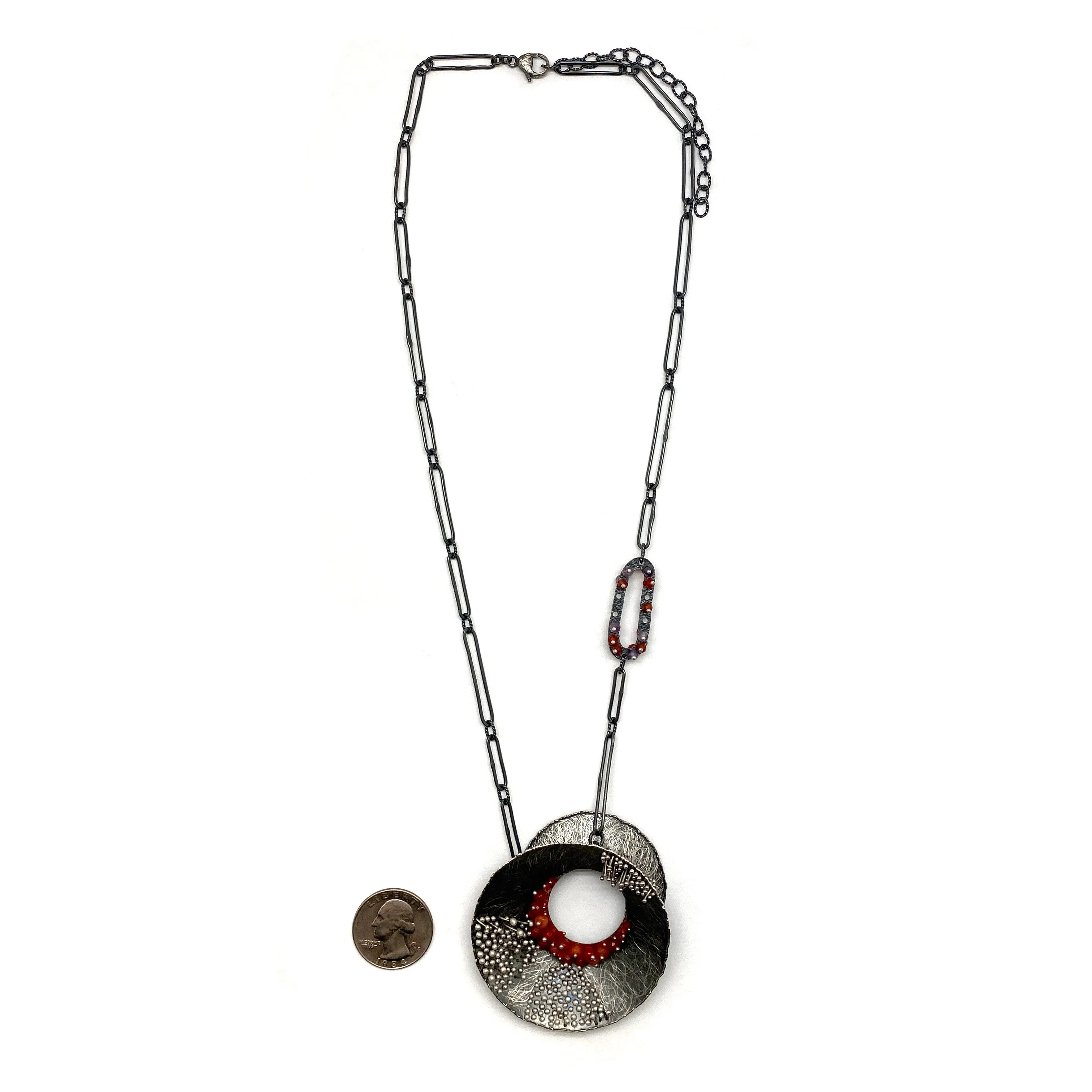 Carnelian and Silver Concave Necklace