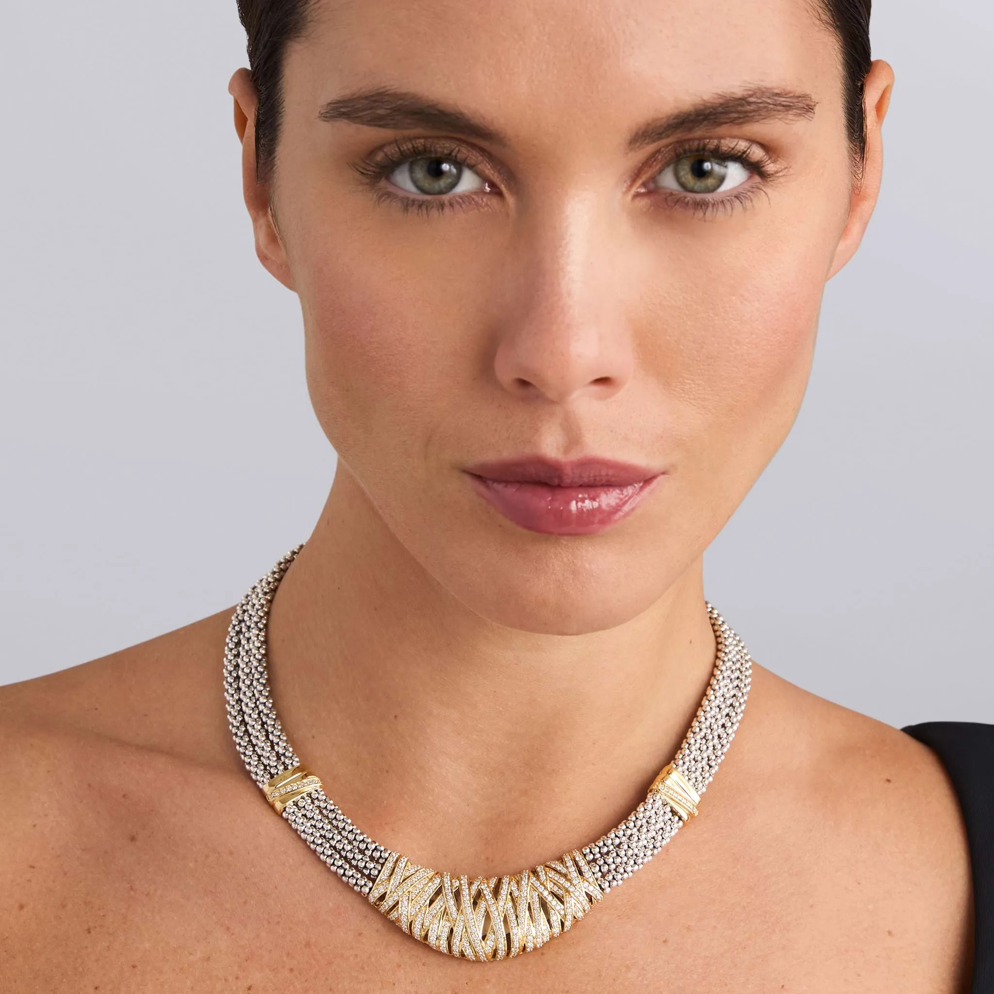Caviar Lux Statement Two-Tone Caviar Diamond Necklace