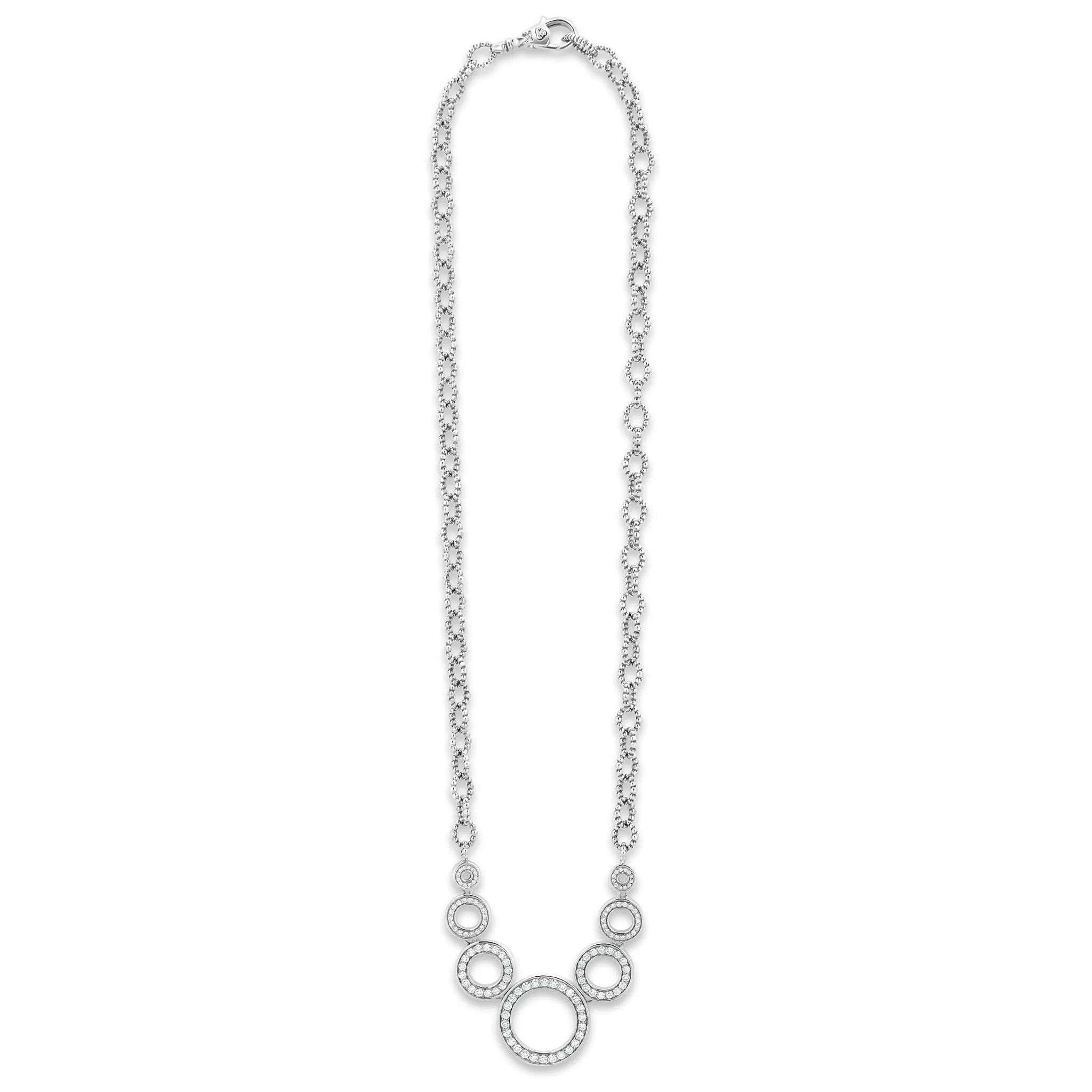 Caviar Spark Seven Circle Diamond Link Necklace