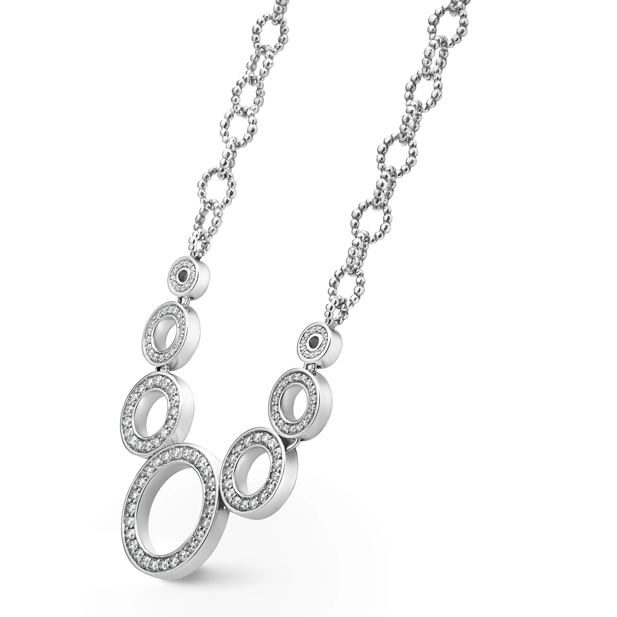 Caviar Spark Seven Circle Diamond Link Necklace