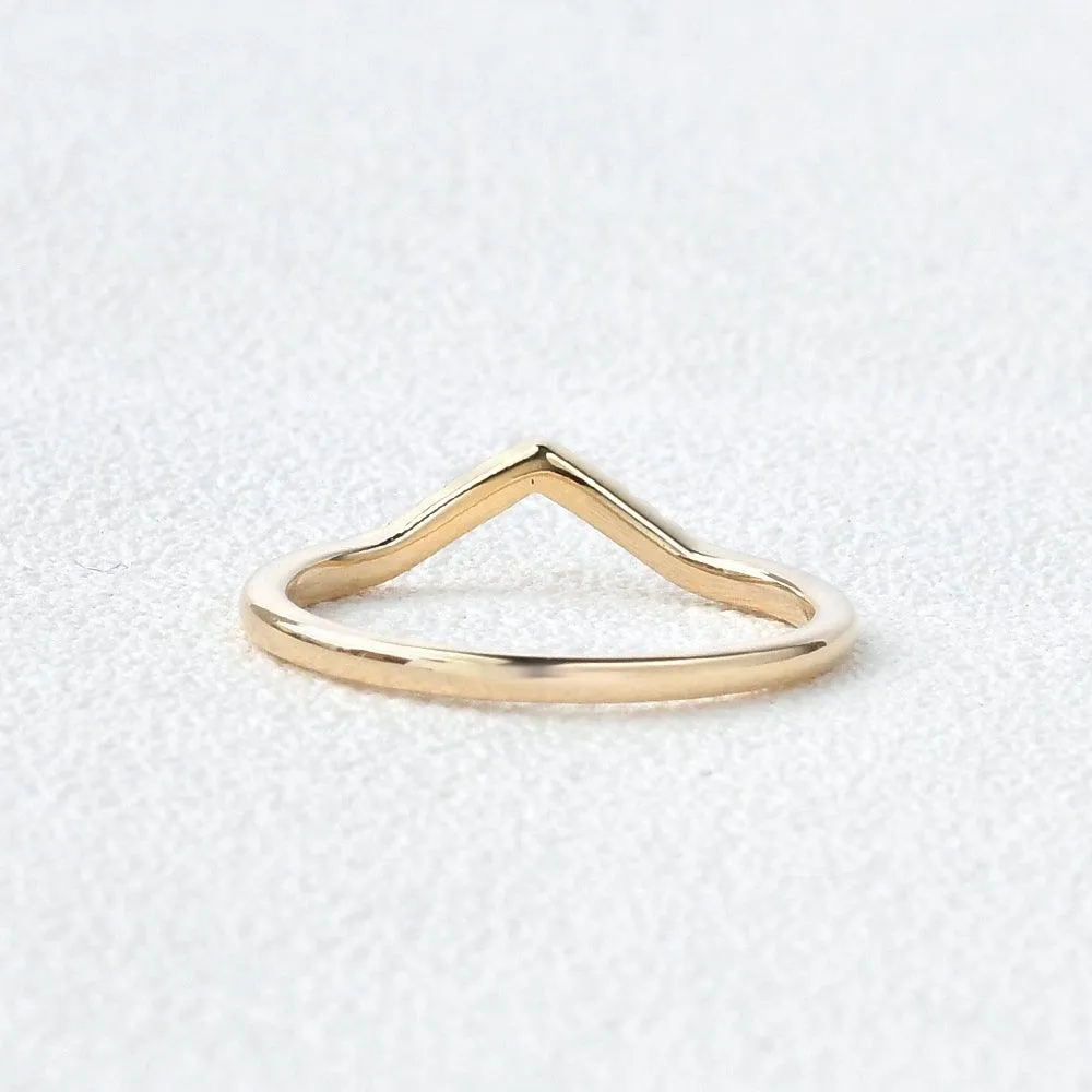 Chevron V Shaped Moissanite Yellow Gold Ring