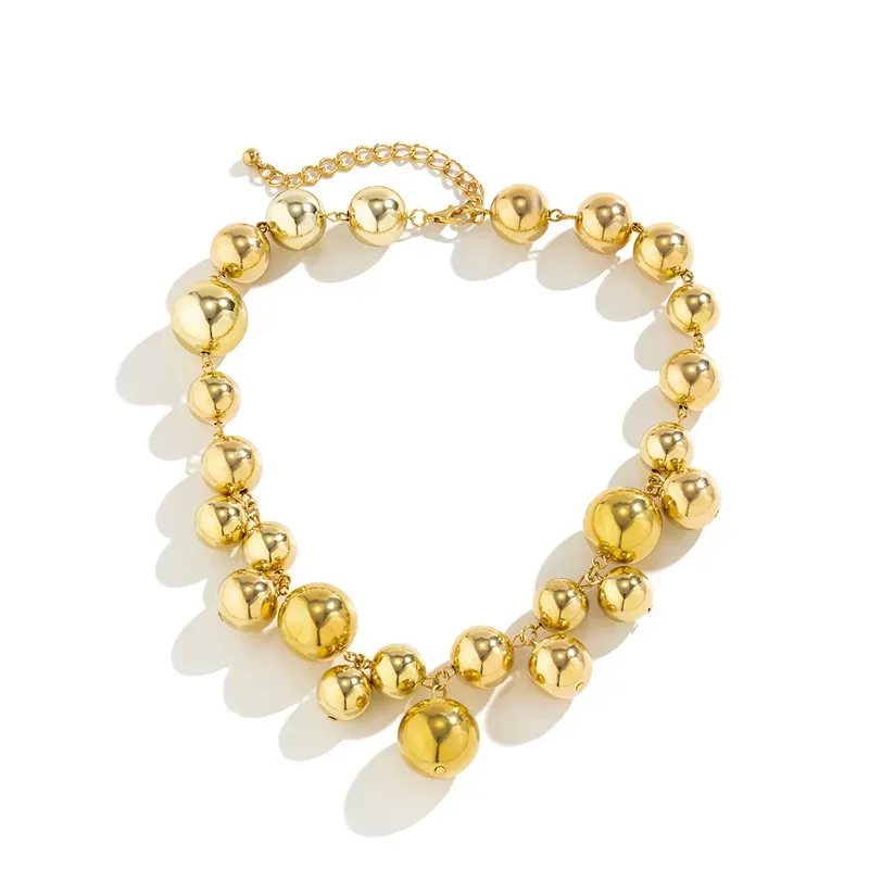 Chic Chunky Ball Chain Choker Necklace Gold Plated