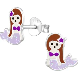Children's Sterling Silver Mermaid Stud Earrings