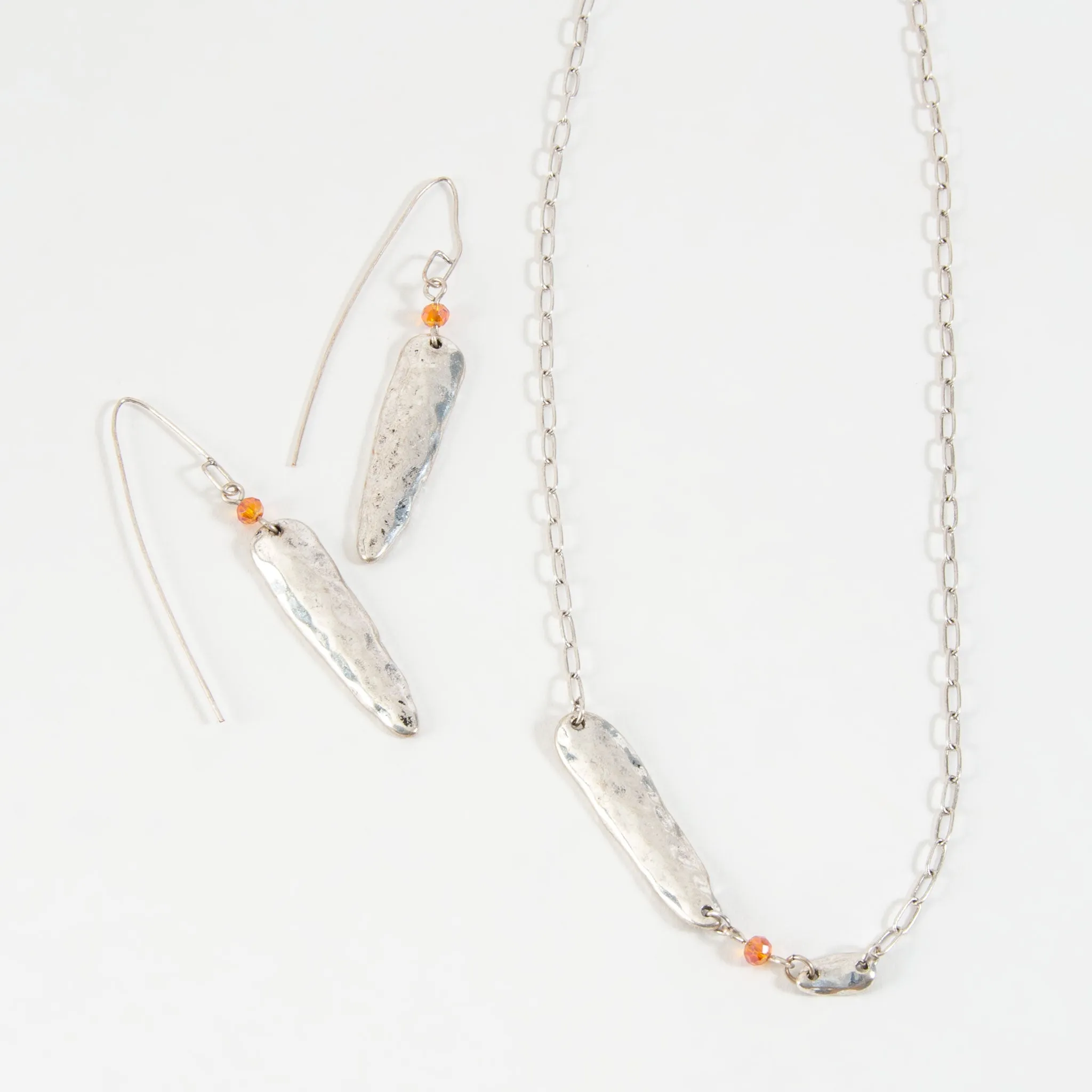 Christy Hammered Pendant Necklace & Earring Set