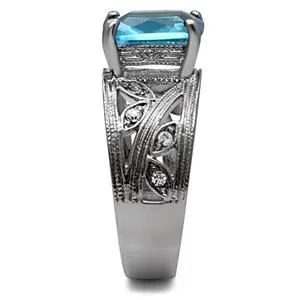 CJ7771OS Wholesale Stainless Steel Aquamarine Decorated Leaf Band