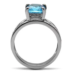CJ7771OS Wholesale Stainless Steel Aquamarine Decorated Leaf Band