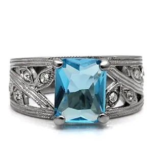 CJ7771OS Wholesale Stainless Steel Aquamarine Decorated Leaf Band