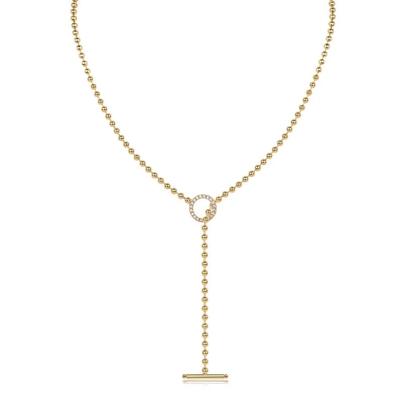 Classic Gold Bar Lariat Toggle Necklace