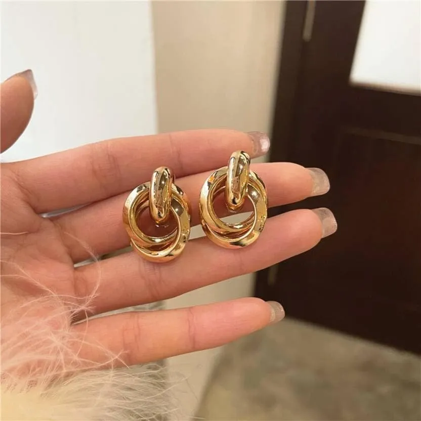 Combo Earrings Petals Drop Earrings Yellow Flower Design Drop Earrings, Vintage Retro Style Large Fashion Ear Stud Earrings Ring Buckle Earrings for Women & Girls Pack of 2 Pair Earrings Set