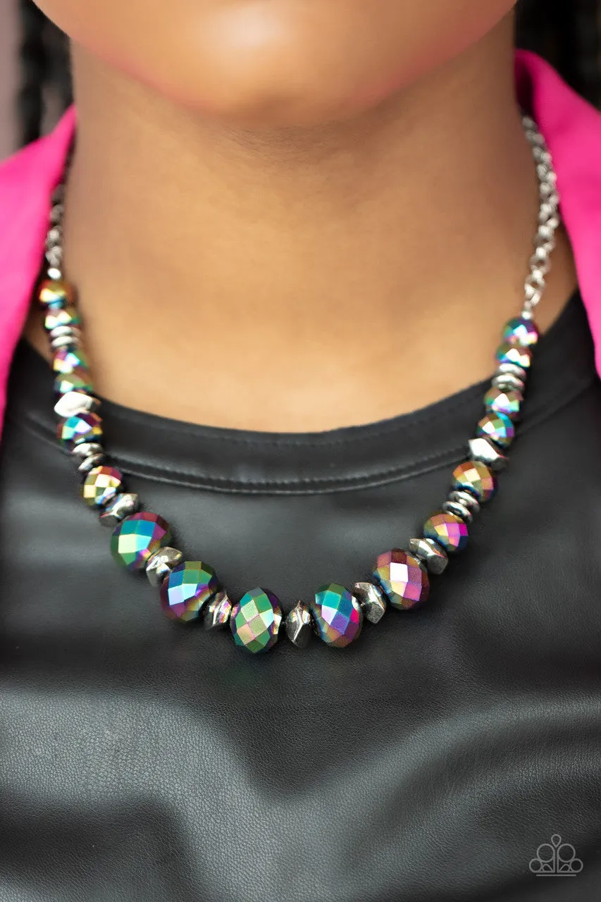 Cosmic Cadence - Multi - Oil Spill Bead Paparazzi Short Necklace