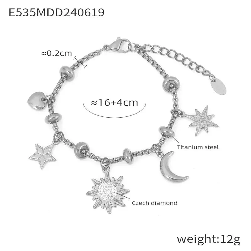 Cross Moon Stars Bracelet