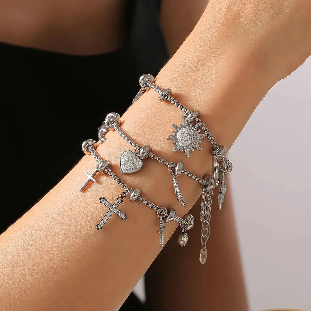 Cross Moon Stars Bracelet